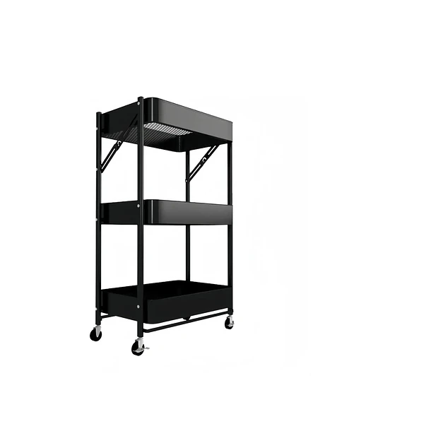 Carrito Organizador Plegable De 3 Niveles Con Ruedas     3