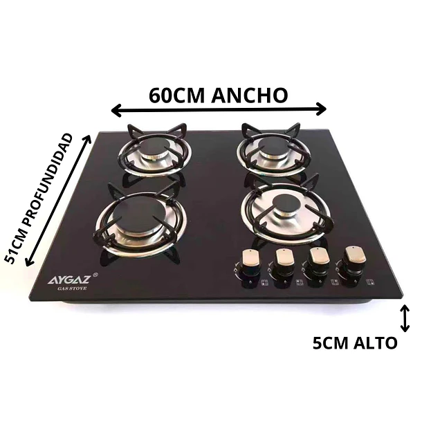 Anafe Encimera A Gas 4 Platos Vidrio Templado  3