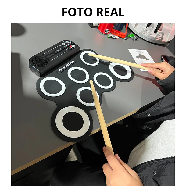 Batería Electrónica De Silicona Digital Portátil Con Pedales 2