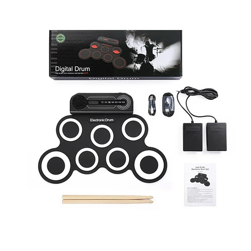 Batería Electrónica De Silicona Digital Portátil Con Pedales