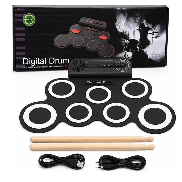 Batería Electrónica De Silicona Digital Portátil Con Pedales 6