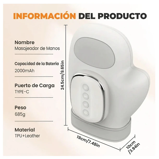 Masajeador De Manos Inteligente Compresión Aire Y Calor 3