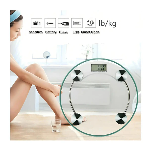Pesas Balanza Bascula Digital Baño Circular Vidrio Templado 4