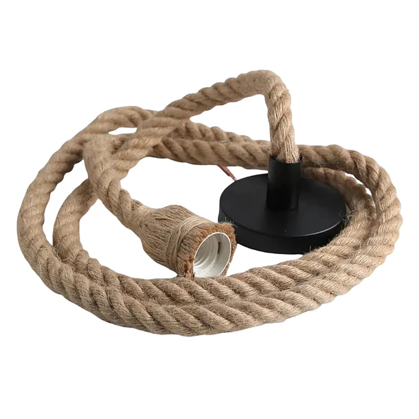 Lampara Colgante Vintage Cuerda 1 Ampolleta Soga De Techo 5