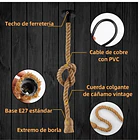 Lampara Colgante Cuerda Cañamo Vintage Rustica Soquete E27 4