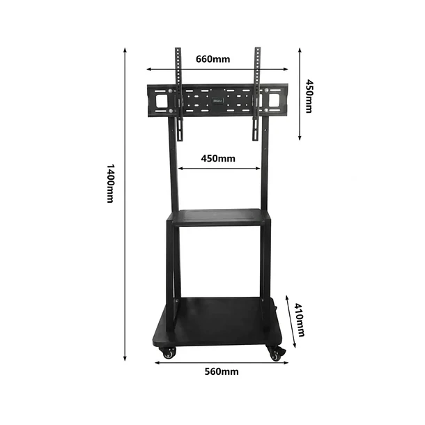 Soporte Tv Rack Movil Con Ruedas 32 A 75 Pulgada Negro 1700s 2