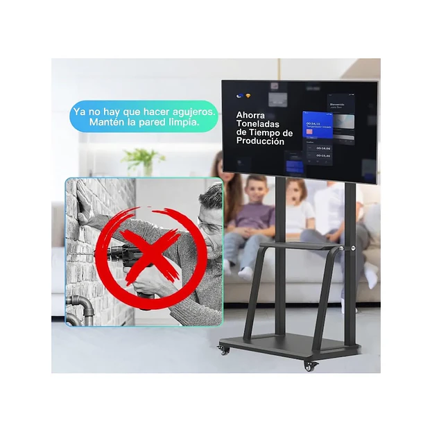 Soporte Tv Rack Movil Con Ruedas 32 A 75 Pulgada Negro 1700s 4