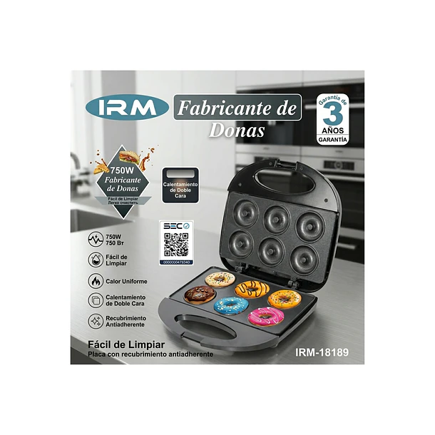 Máquina Para Hacer Donas 6 Cavidades 750W Eléctrica IRM 3
