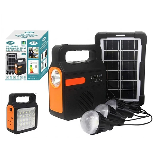 Kit Emergencia Camping Solar 3 Ampolletas + Linterna + Radio