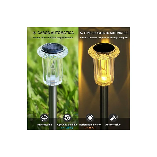 Set 24 Focos Estacas Solares Led Exterior Jardín Terraza 33cm 5