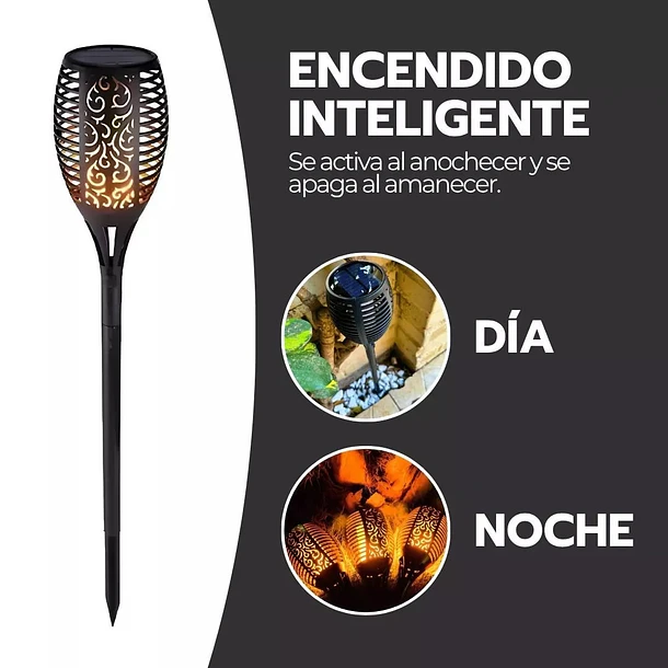 Pack 4 Antorchas Solares LED Estilo Llama Viva Para Jardín Exterior 7