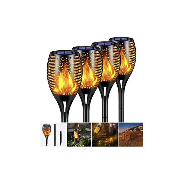 Pack 4 Antorchas Solares LED Estilo Llama Viva Para Jardín Exterior 9