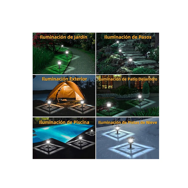 Pack 4 Lámparas Solares De Jardín Estaca Led Exterior Impermeable 3