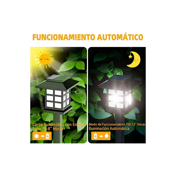 Pack 4 Lámparas Solares De Jardín Estaca Led Exterior Impermeable 5