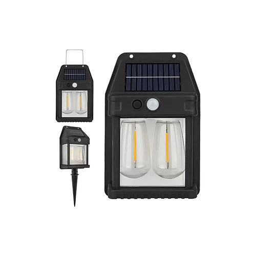 Pack 4 Apliques Focos Solares 2 en 1 Estaca y Pared con Sensor de Movimiento y Luz Cálida