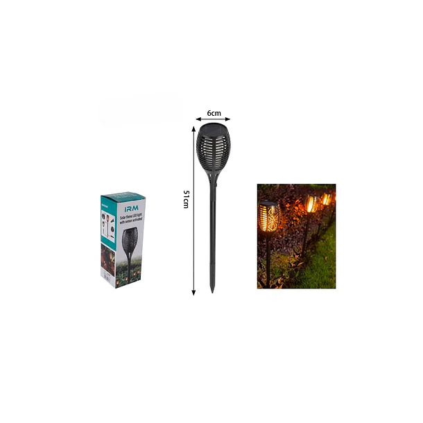 Pack 4 Lámparas Solares Estaca Jardín Efecto Llama Impermeable LED 6