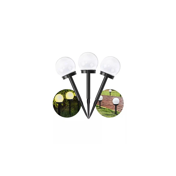Foco Estaca Solar LED Redondo para Jardín 35cm - Pack de 3 unidades 1