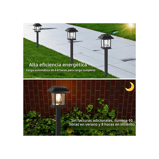Pack 3 Lámparas Solares De Jardín Estaca Luz Cálida 3