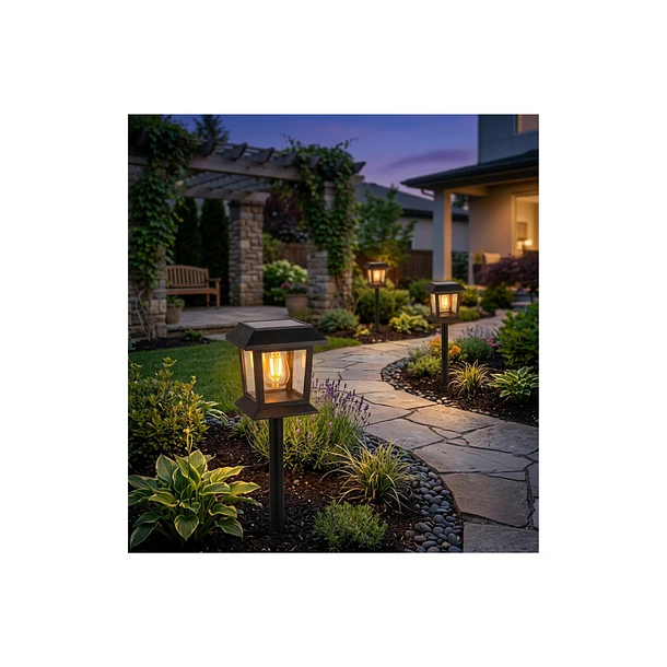 Pack 3 Lámparas Solares De Jardín Estaca Luz Cálida 5