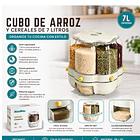 Dispensador De Arroz Y Granos Giratorio 360° Multiuso De 7 litros MD 2