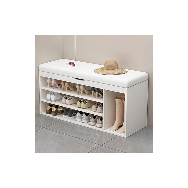 Banco Zapatero Organizador Recibidor Blanco Con Cajón Y Espacio Para Botas 4
