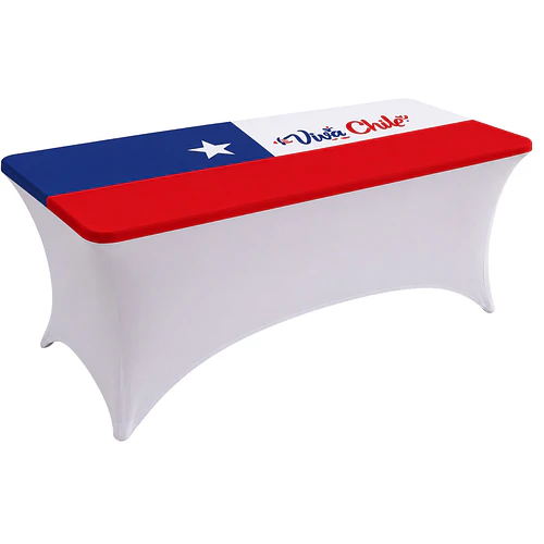 Mantel Funda De Mesa Elástica Diseño Bandera De Chile 180x75cm CF