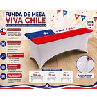 Mantel Funda De Mesa Elástica Diseño Bandera De Chile 180x75cm CF 4