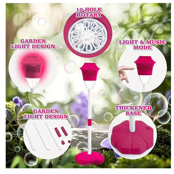 Máquina De Burbujas Con Forma De Farol Con Luz Y Música Rosa CF 5