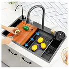 Lavaplatos De Acero Inoxidable 75x45 Con Monomando Cascada Lavavasos Y Accesorios CH 7