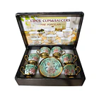 Set Juego De Tazas Y Platos De 12 Piezas Porcelana Fina Verde 4
