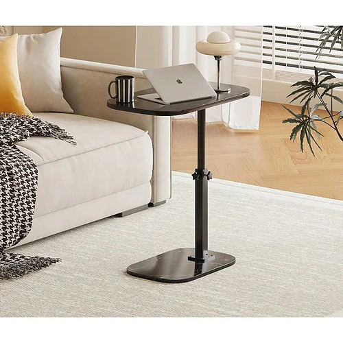 Mesa Auxiliar Ajustable Con Acabado Efecto Mármol Negro TN
