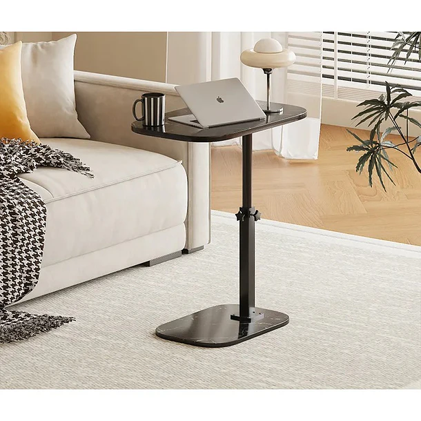 Mesa Auxiliar Ajustable Con Acabado Efecto Mármol Negro TN 1