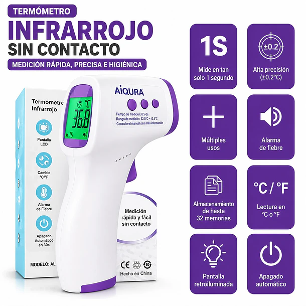Termómetro Infrarrojo Digital De Frente Sin Contacto CF 4