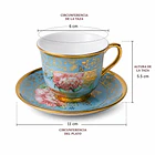 Set Juego De Tazas Y Platos De 12 Piezas Porcelana Fina Azul 5