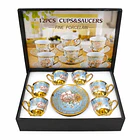 Set Juego De Tazas Y Platos De 12 Piezas Porcelana Fina Azul 7