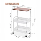 Carrito Organizador Metálico De 3 Niveles Blanco Soporte 50k MD 4