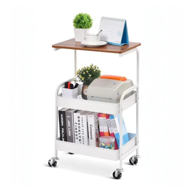 Carrito Organizador Metálico De 3 Niveles Blanco Soporte 50k MD 5