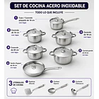 Juego Batería De Cocina 15 Piezas Acero Inoxidable Con Tapas CF 5