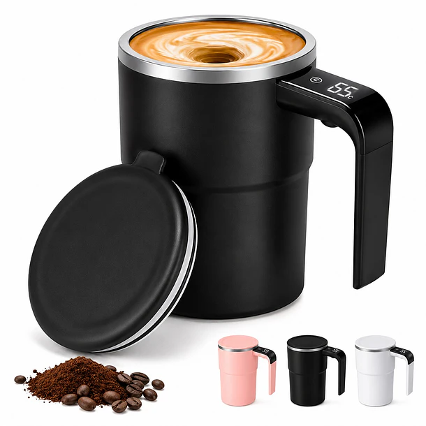 Taza Mezcladora Magnética Automática Acero 304 Con Indicador De Temperatura NL 1
