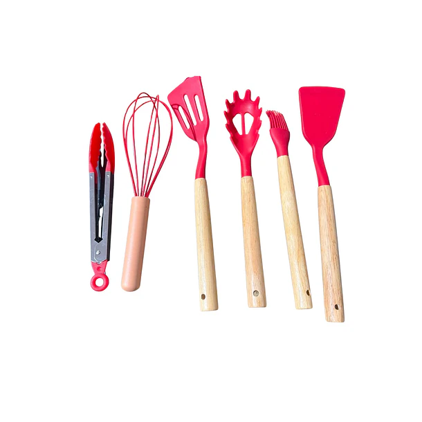 Set de Utensilios de Cocina de Silicona 12 Piezas Color Rojo 4
