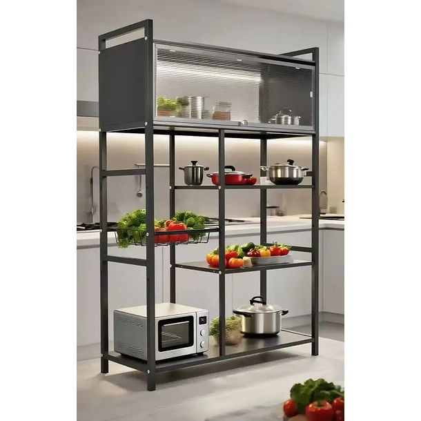 Estantería De Cocina Multiuso Con Gabinete Superior Y Ruedas NL 3