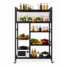Estantería De Cocina Multiuso Con Gabinete Superior Y Ruedas NL 4