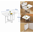 Mesa De Comedor Plegable Multiuso Efecto Mármol 120x60x75cm TN 2