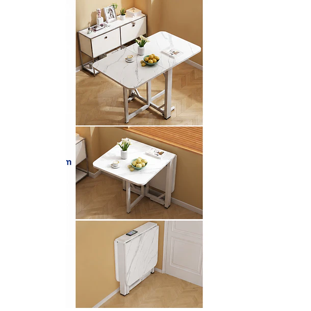 Mesa De Comedor Plegable Multiuso Efecto Mármol 120x60x75cm TN 3