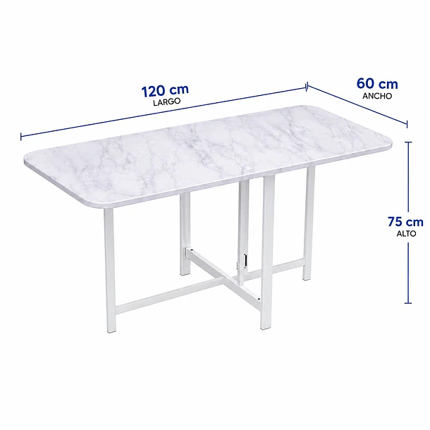 Mesa De Comedor Plegable Multiuso Efecto Mármol 120x60x75cm TN 4