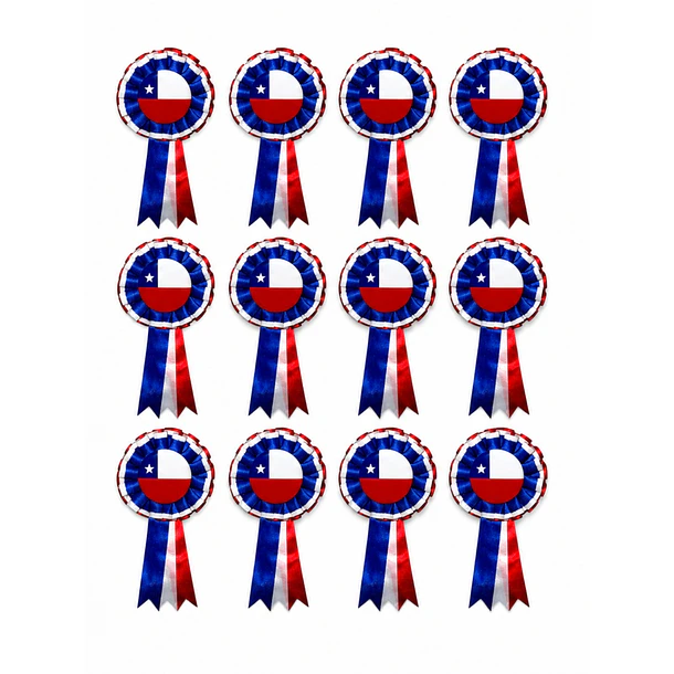 Pack X12 Escarapelas Chilenas Fiestas Patrias Tricolor COD1531 1
