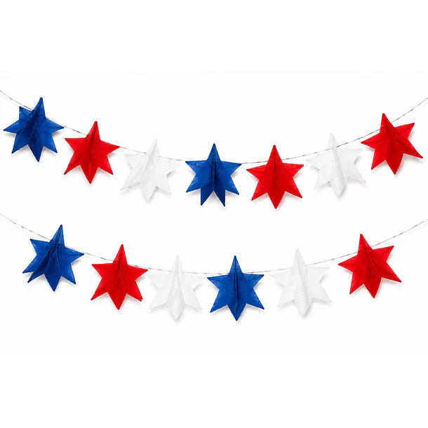 Pack X5 Guirnaldas De Estrellas Tricolor Fiestas Patrias 2mt 3