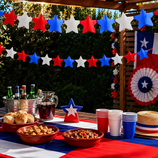 Pack X5 Guirnaldas De Estrellas Tricolor Fiestas Patrias 2mt 2