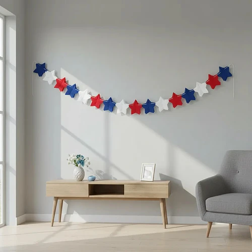 Pack X5 Guirnaldas De Estrellas Tricolor Fiestas Patrias 2mt