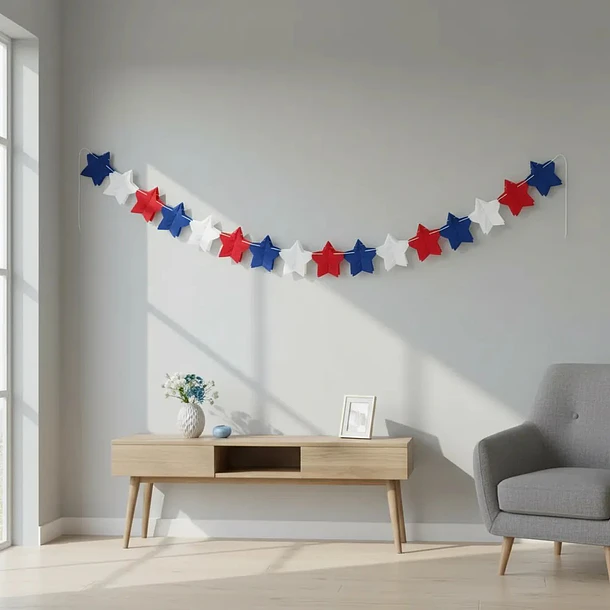 Pack X5 Guirnaldas De Estrellas Tricolor Fiestas Patrias 2mt 1